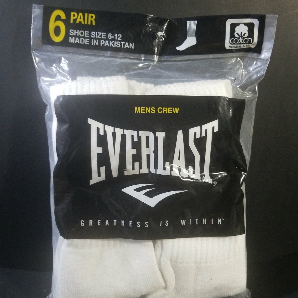 Everlast 6 Pair Shoe Size 6-12 Socks Me